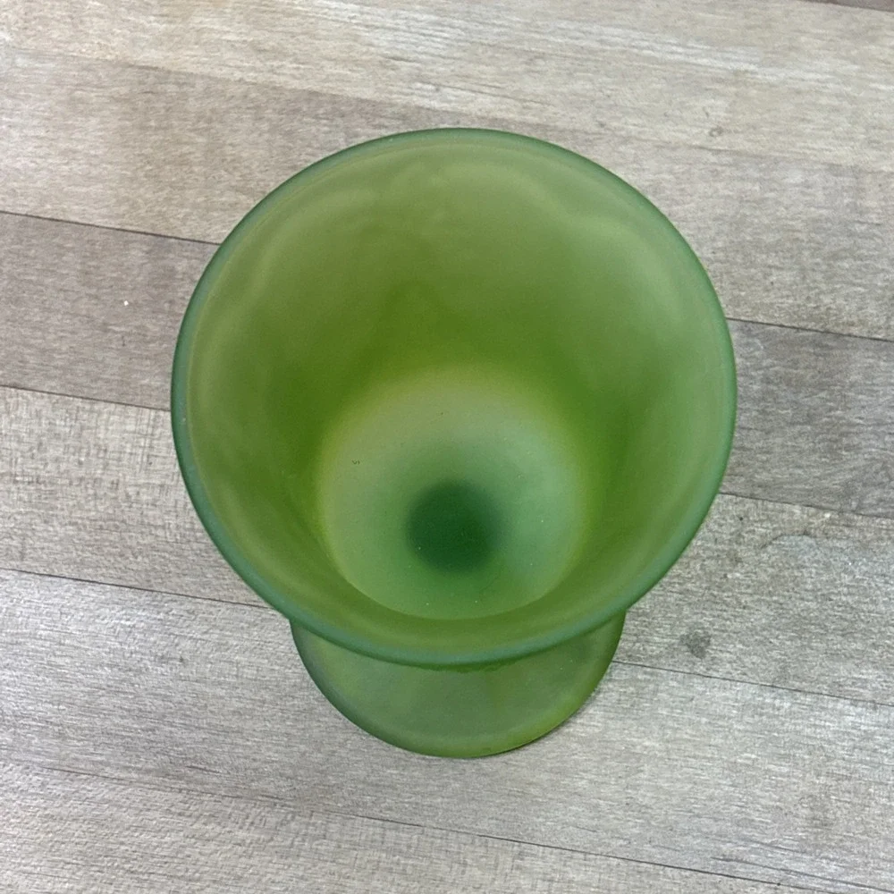 Vintage 1970s Indiana Glass Harvest Grape Green Satin Frosted Goblet Pedestal
